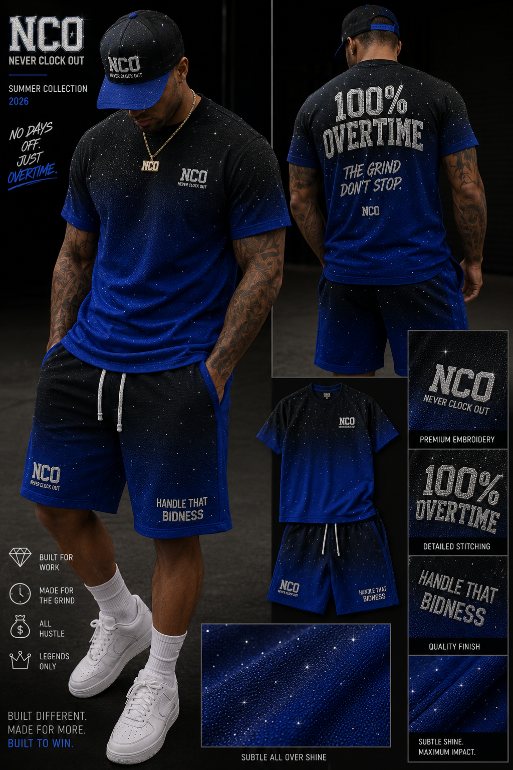 NCO Handle That Bidness Rhinestone Tee & Shorts Set (Preorder)